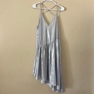 Free People Intimately Sheer Silver Asymmetrical Dress: Size M
